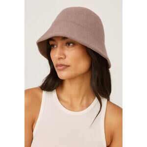 Free People Devon Wool Blend Bucket Hat Taupe Brown One Size NWT